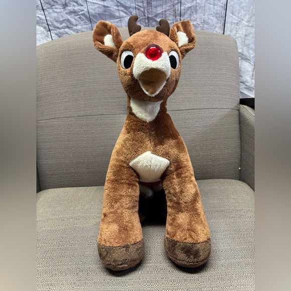 Build A Bear Workshop Light up Battery Operated Rudolf Red nose Reindeer Plush - Picture 1 of 5